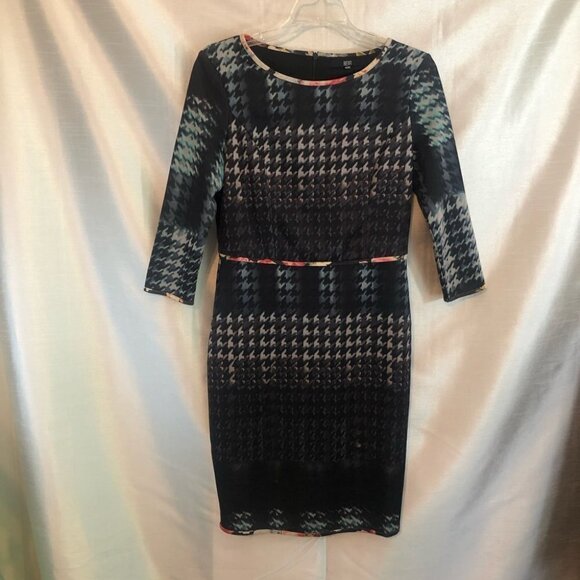 Bedo Bodycon Pencil Fitted Dress Black/Multi Colored Ladies Med - Picture 13 of 13